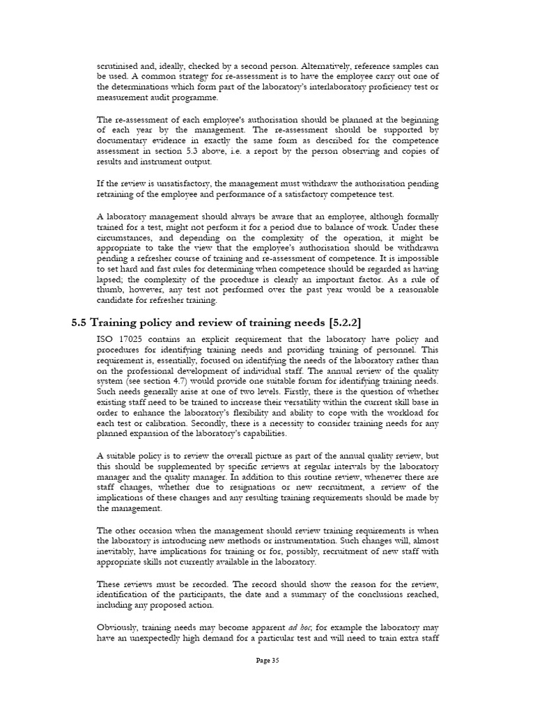 Training Policy and Review of Training Needs For ISO 17025 Compliance ...