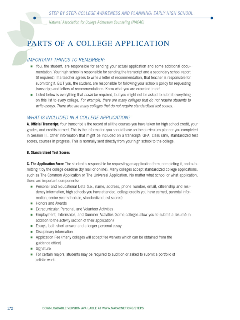 3-Parts of A College Application | PDF | College Admissions In The ...