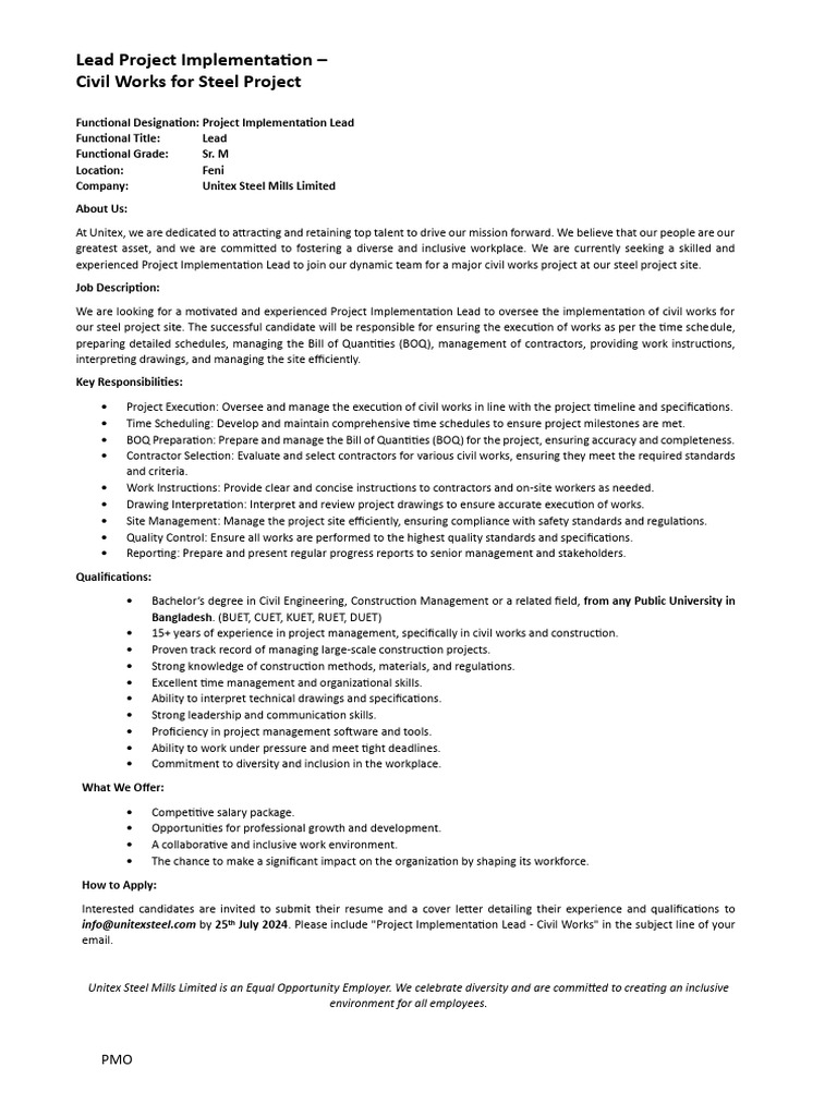 Lead Project Implementation (Civil) | PDF | Specification (Technical ...