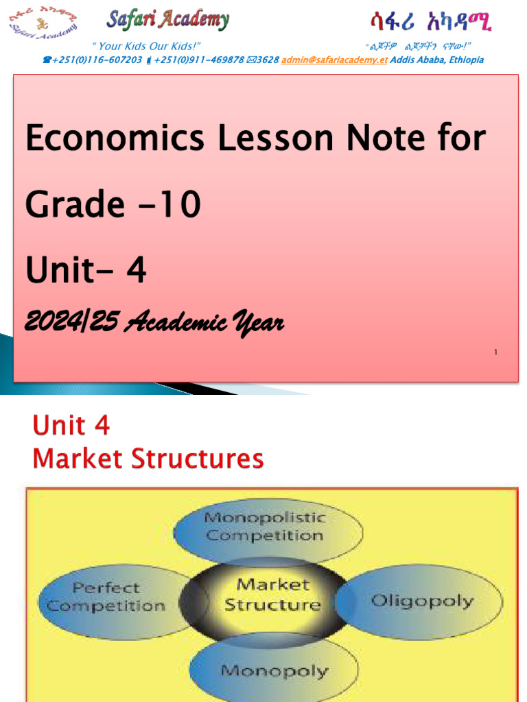 Economics Lesson Note For Grade 10 | PDF | Monopoly | Perfect Competition