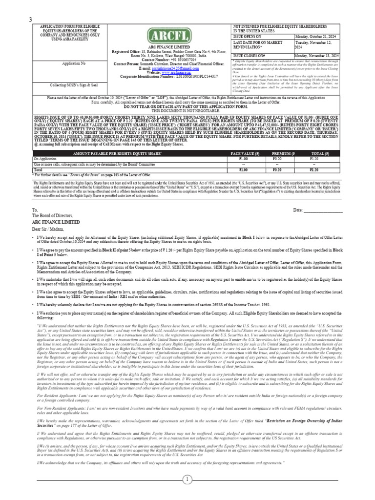 Application Form 181020241527 | PDF | Securities (Finance) | Equity ...