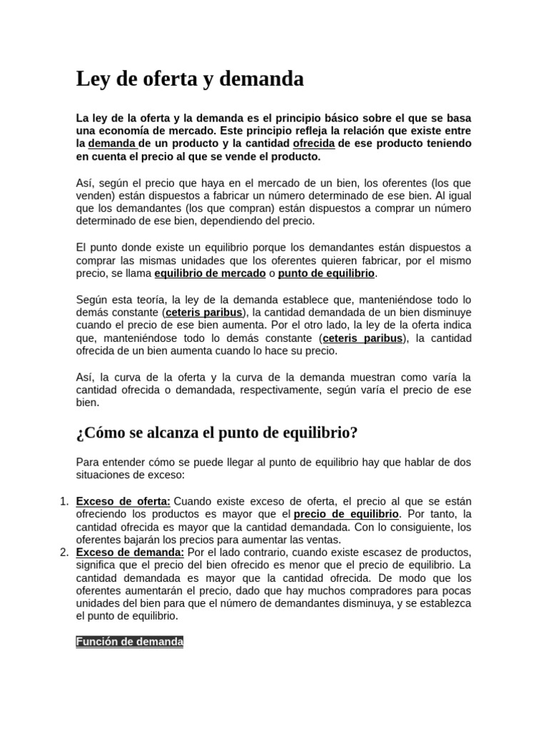 Ley de Oferta y Demanda (3) | PDF | Oferta (economía) | Mercado (economía)