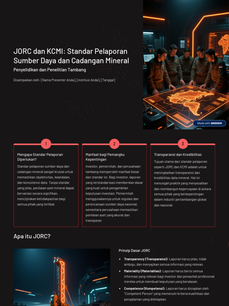 JORC Dan KCMI Standar Pelaporan Sumber Daya Dan Cadangan Mineral | PDF