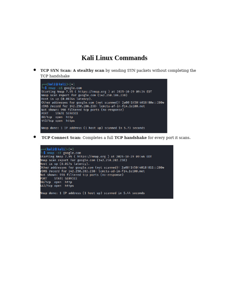 Kali Linux Commands | PDF