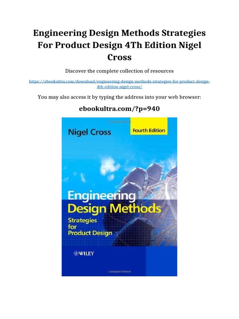 Engineering Design Methods Strategies For Product Design 4th Edition ...
