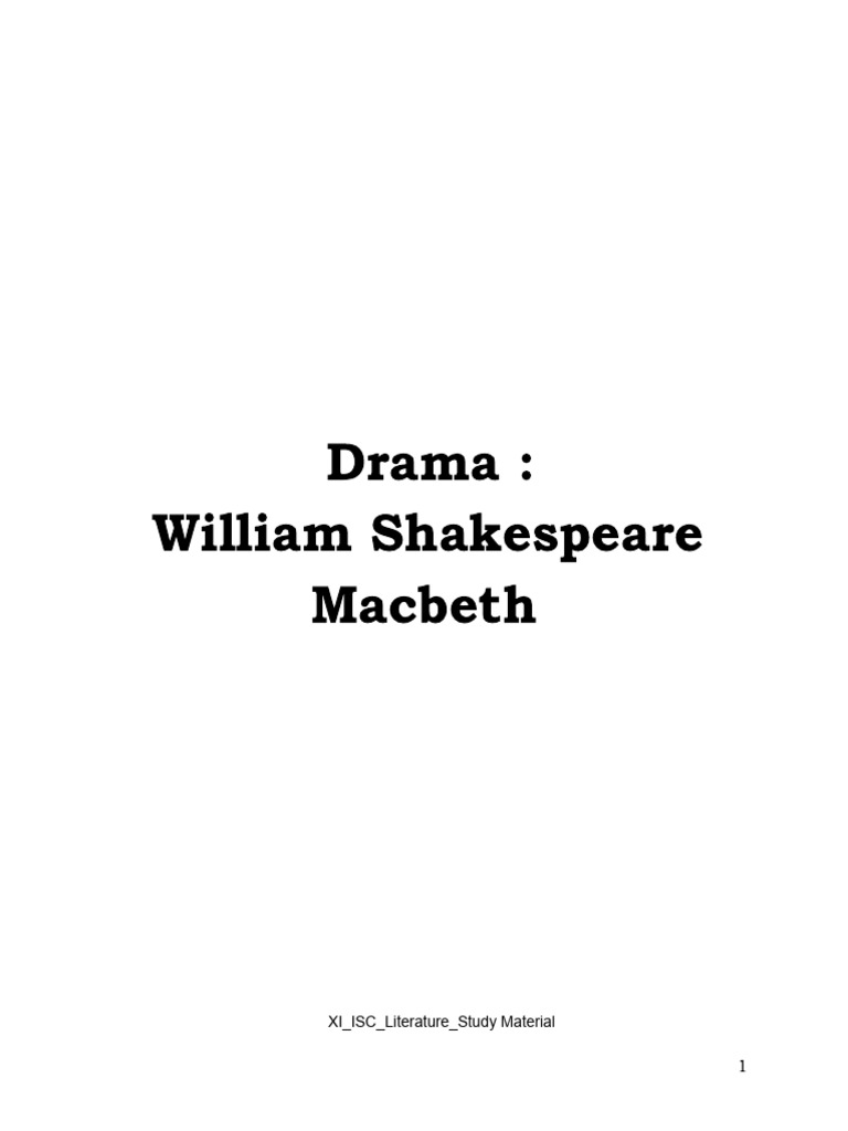 XI Literature Study Material | PDF | Macbeth