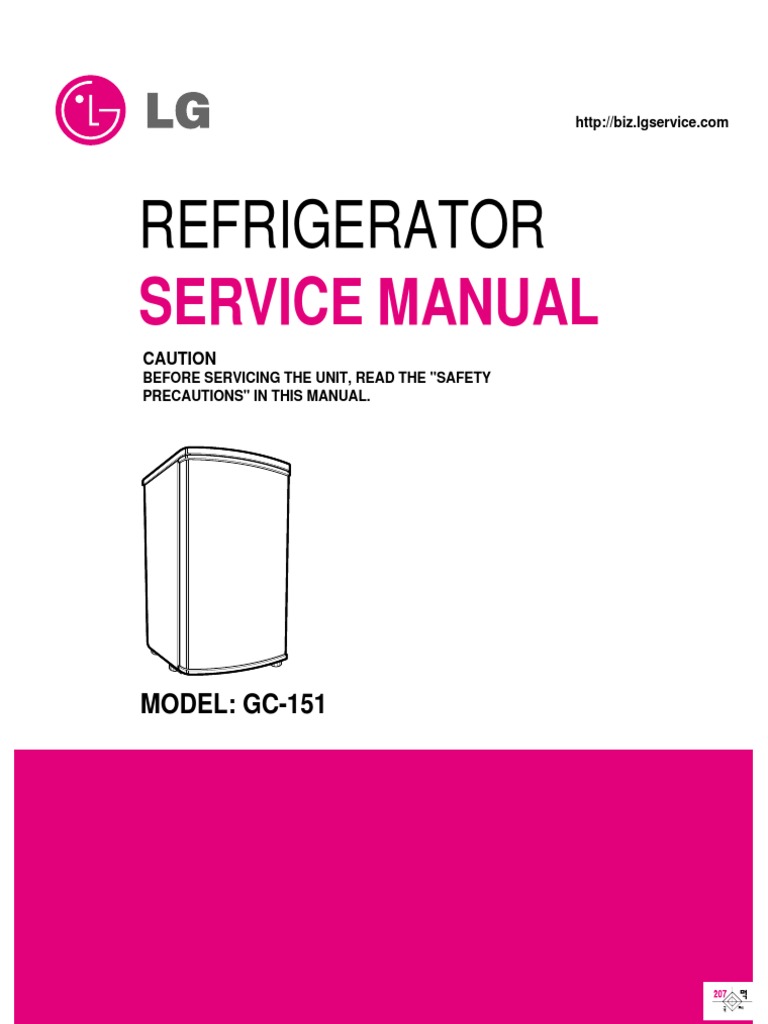ServiceManuals\LG\Fridge\GR151SW\GR151SW Service Manual Refrigerator