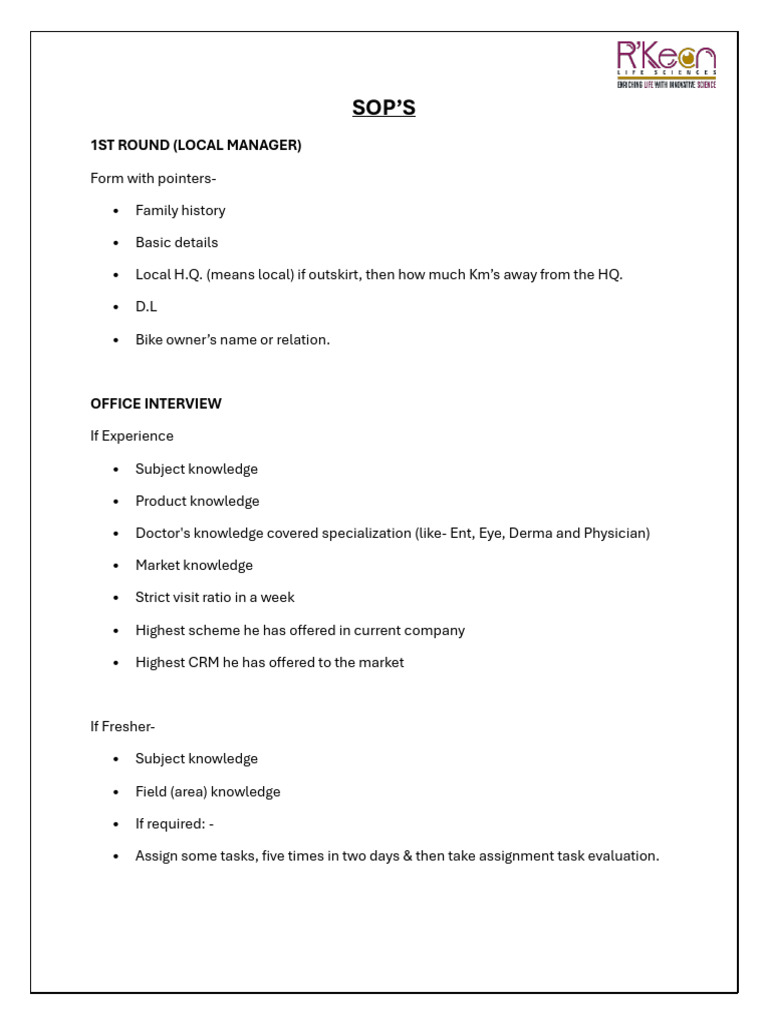 SOP's Interview | PDF | Business