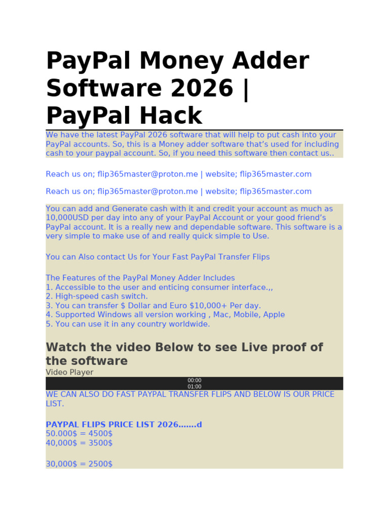 PayPal Money Adder Software $ Money Transfer 2026 New | PDF