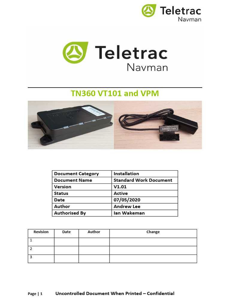 TN360 VT101 and VPM Standard Work Document | PDF | Electrical Connector ...