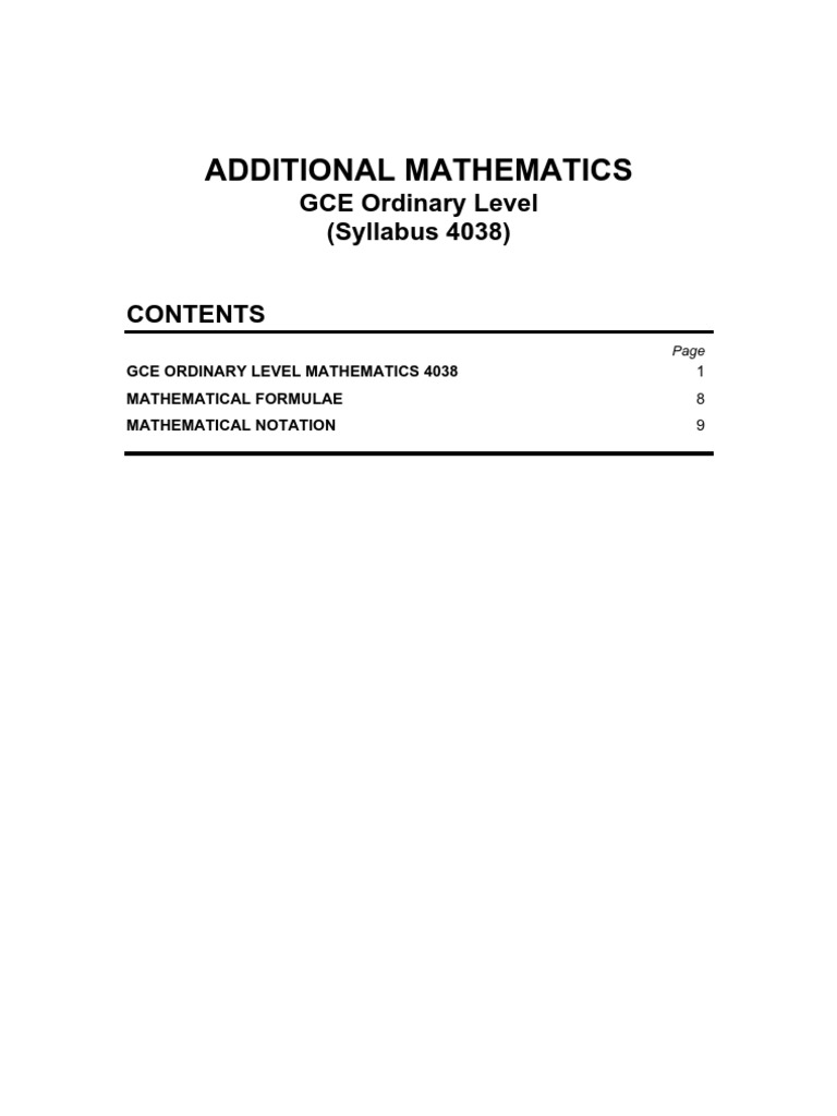 Additional Mathematics | PDF