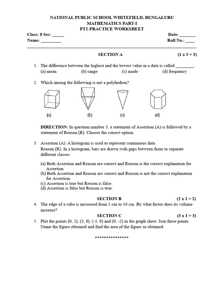 Cl8 Pt2 Math I Practice Ws | PDF