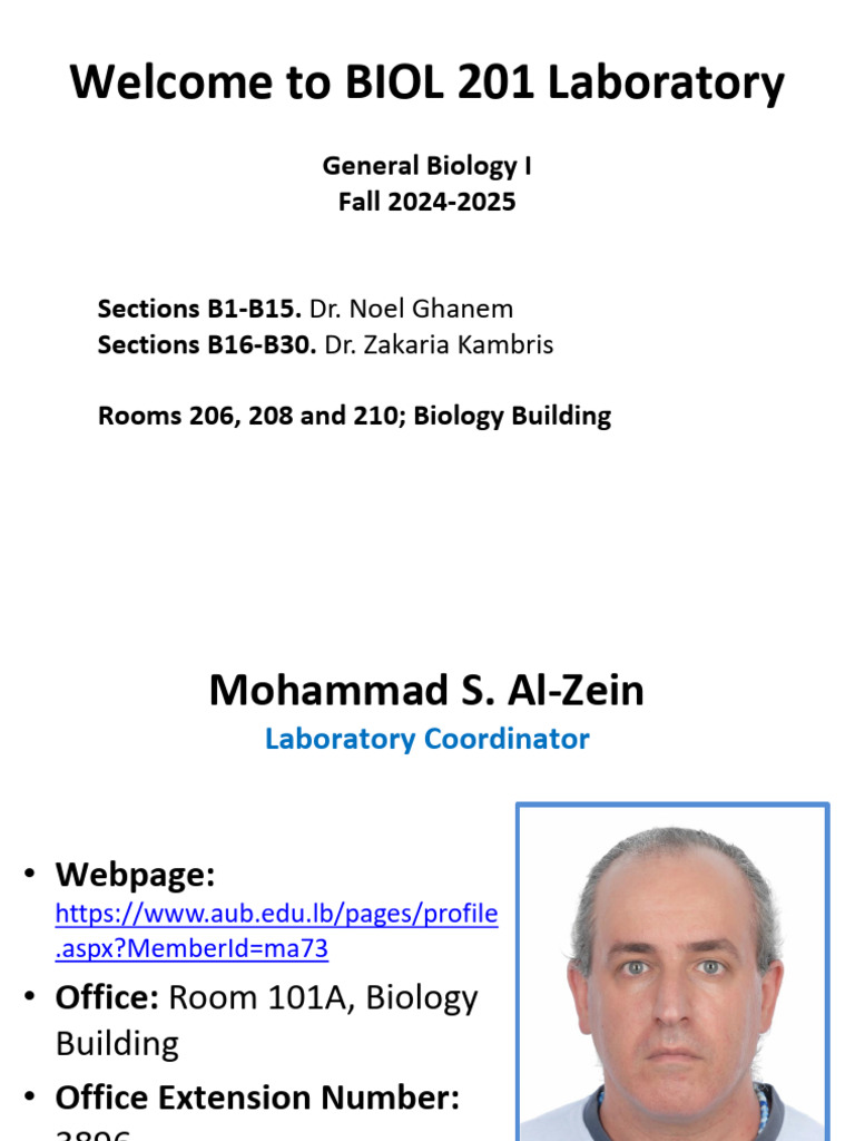 BIOL 201 Laboratory Introduction Fall 2024 | PDF | Biology | Life Sciences