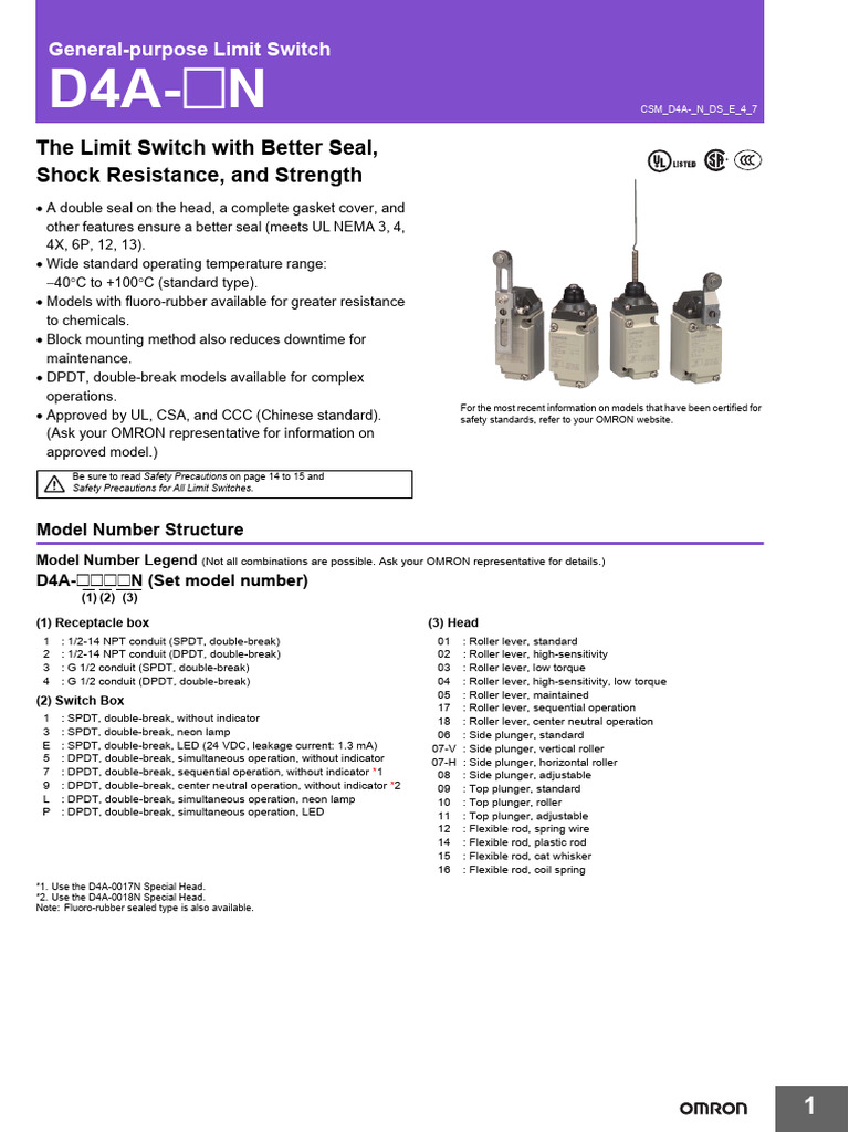 The Limit Switch With Better Seal, Shock Resistance, and Strength | PDF ...