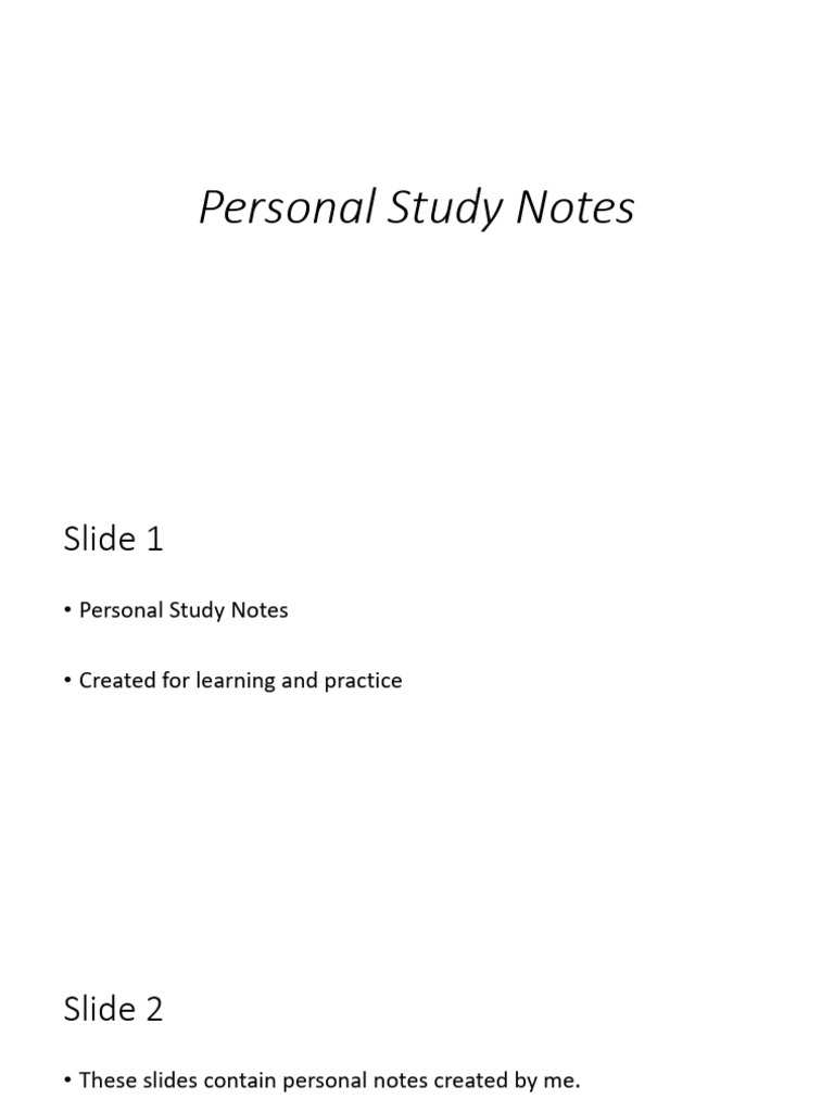 Personal Study Notes | PDF