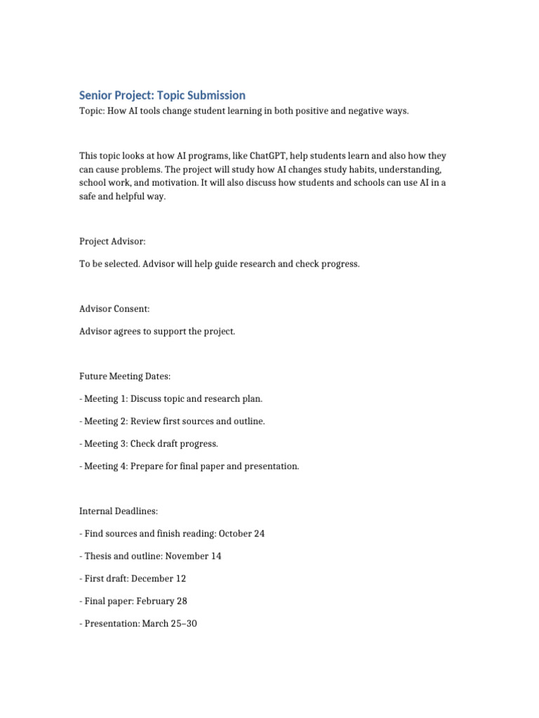 Topic Submission AI Project | PDF