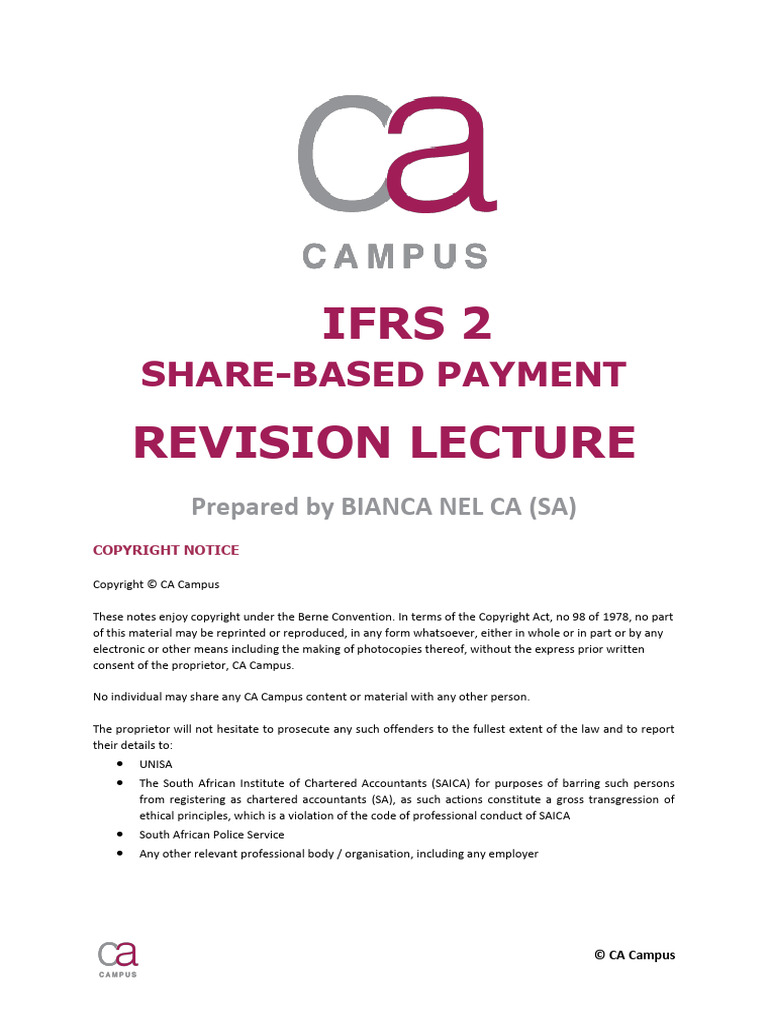 IFRS 2 - Revision Page and Examples | PDF | Equity (Finance) | Fair Value