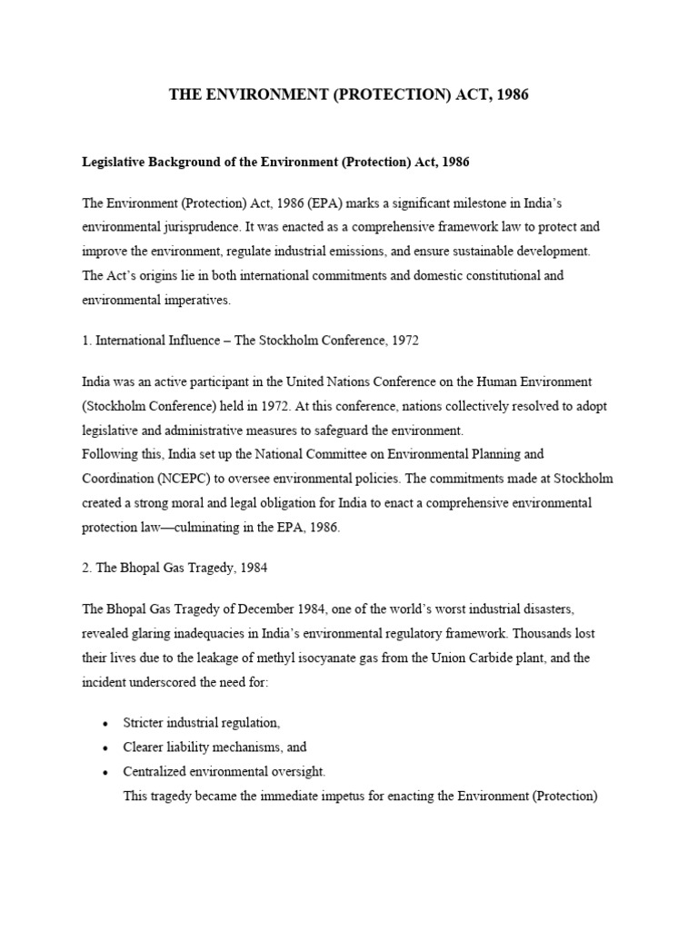 The Environment Protection Act, 1986 | PDF | Environmental Protection ...