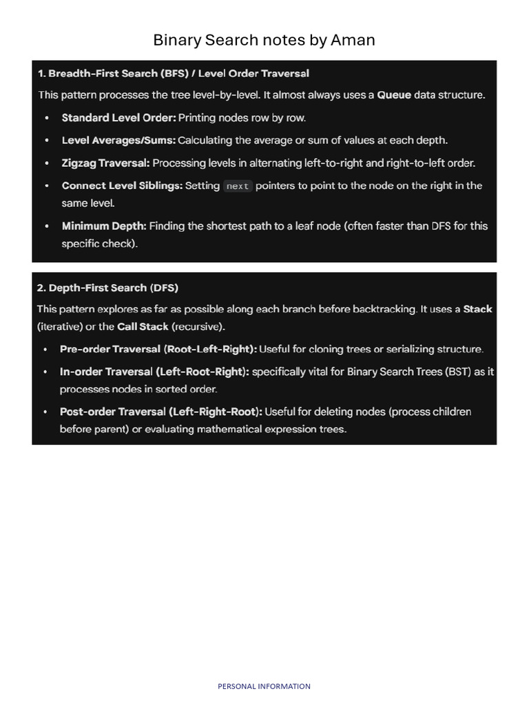 Binary Trees Notes by Aman | PDF