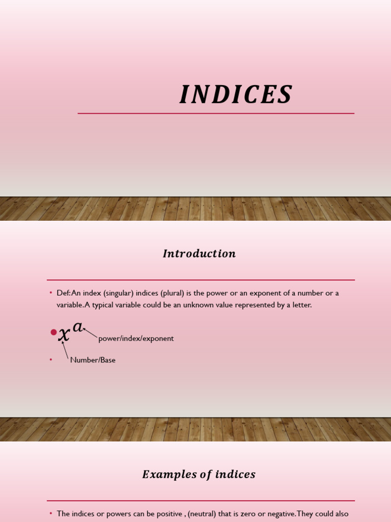 Indices Comprehensive Notes Panorama - 104039 | PDF | Numbers | Arithmetic