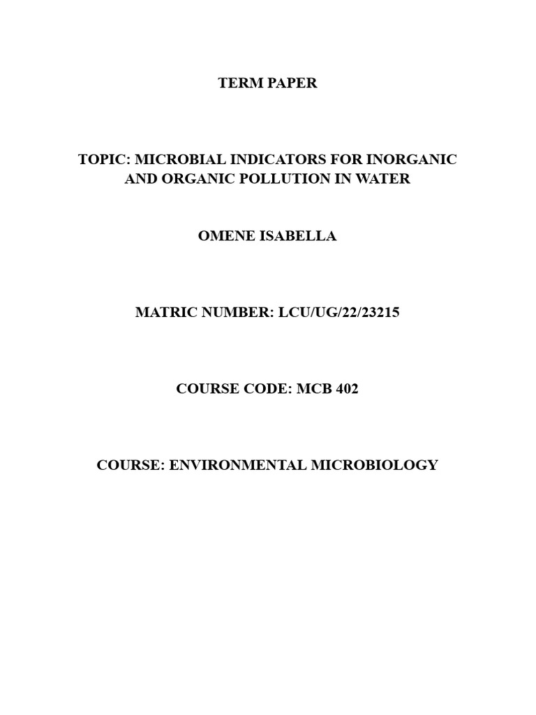 Term paper | PDF | Water Pollution | Polymerase Chain Reaction