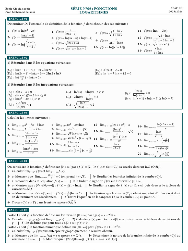 Serie LN 2 BAC PC | PDF | Limite (mathématiques) | Fonction (Mathématiques)