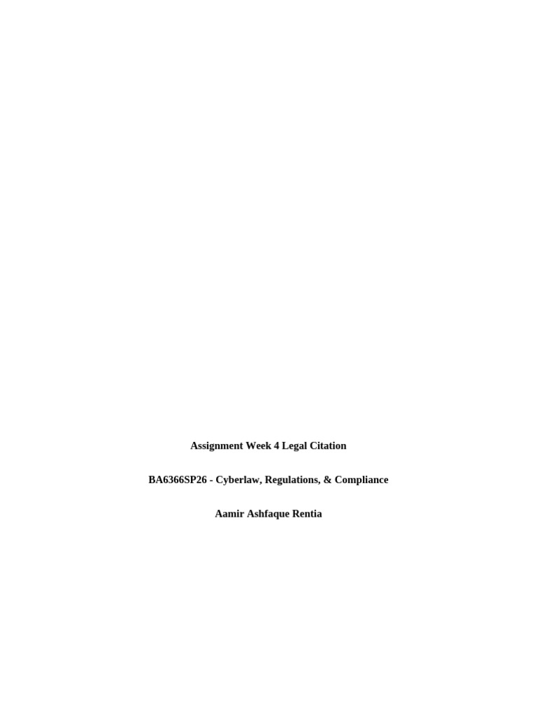 Assignment Week 4 Legal Citation_) | PDF
