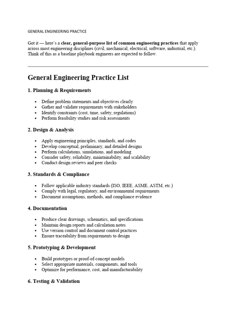 General Engineering Practice | PDF | Engineering | Safety
