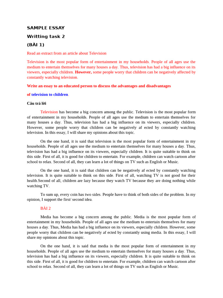 4 Sample Essay | PDF | Entertainment | Human Communication