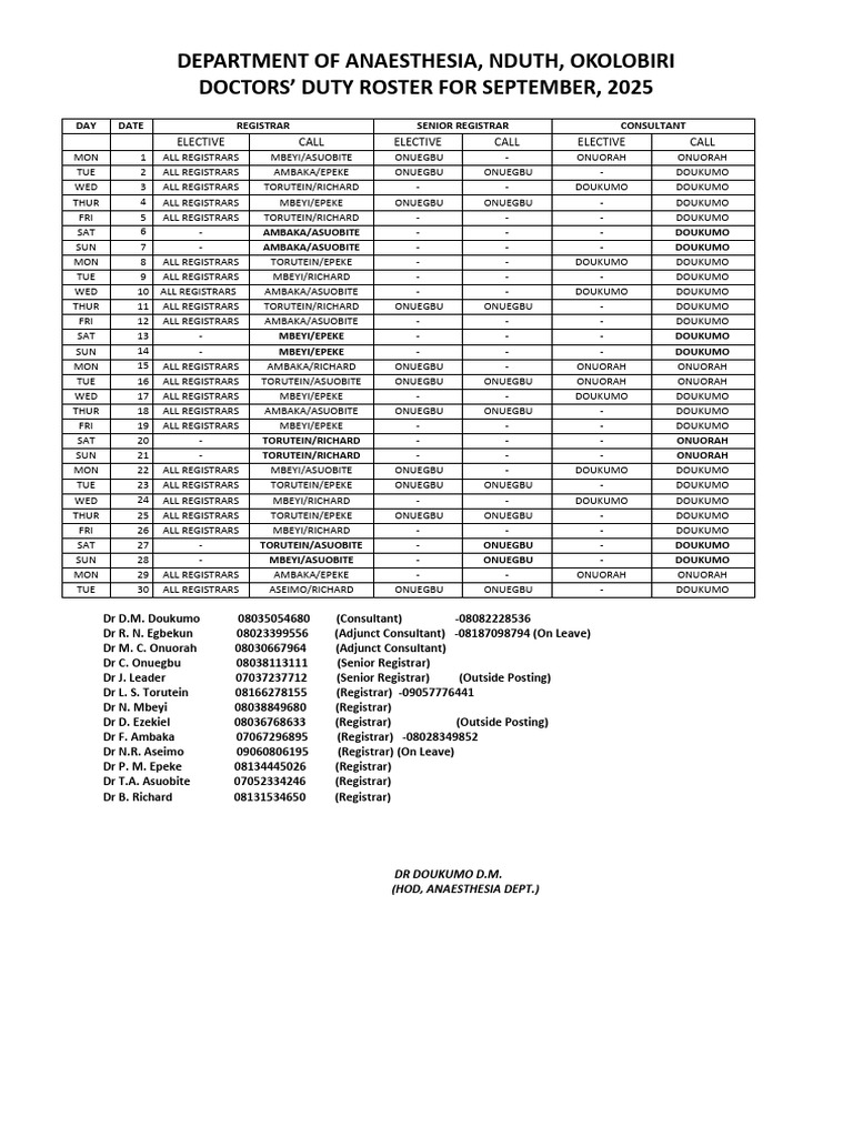 September 2025 Roster | PDF