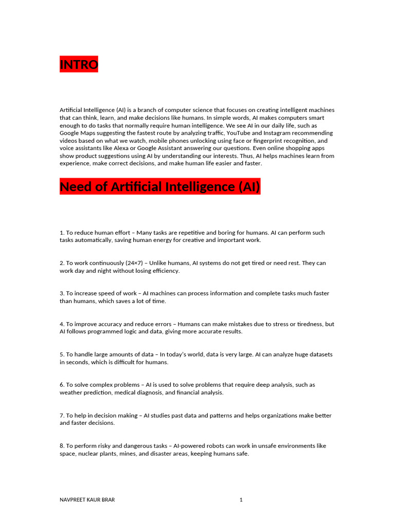 Ai Unit 1 | PDF | Artificial Intelligence | Intelligence (AI) & Semantics