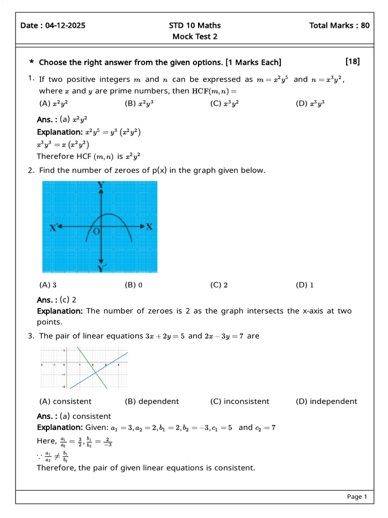 Maths Mock Test 2 - Solution | PDF | Circle | Area