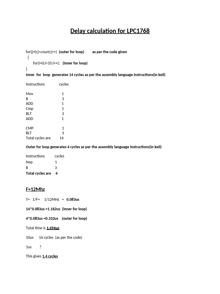 Delay Calculation For LPC1768 | PDF