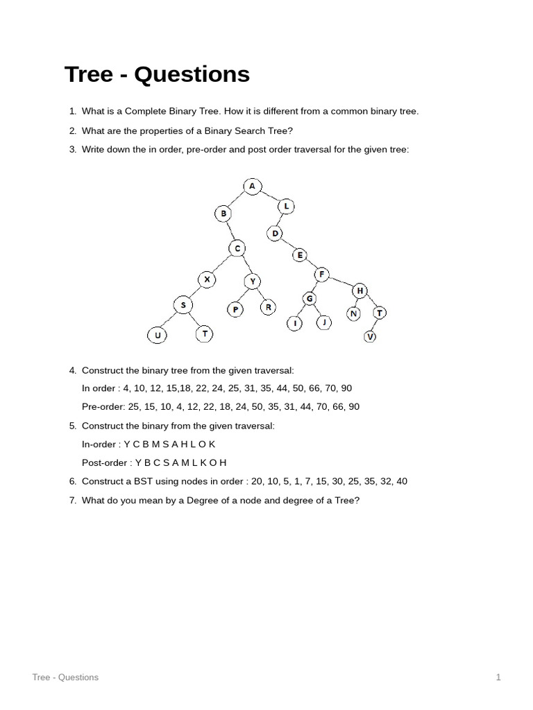 Tree - Questions | PDF