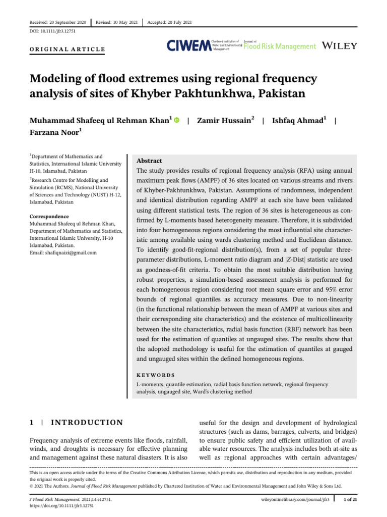 Modeling of Flood Extremes Using Regional Frequenc | PDF | Cluster ...