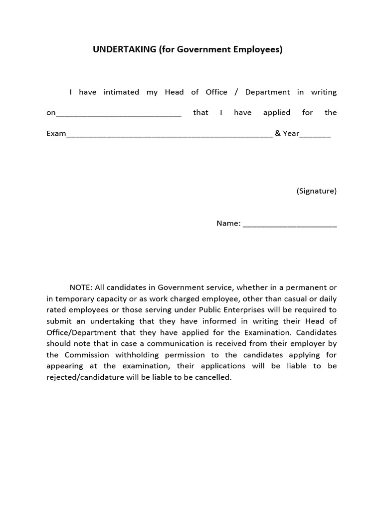 Govt Undertaking Format | PDF | Finance & Money Management