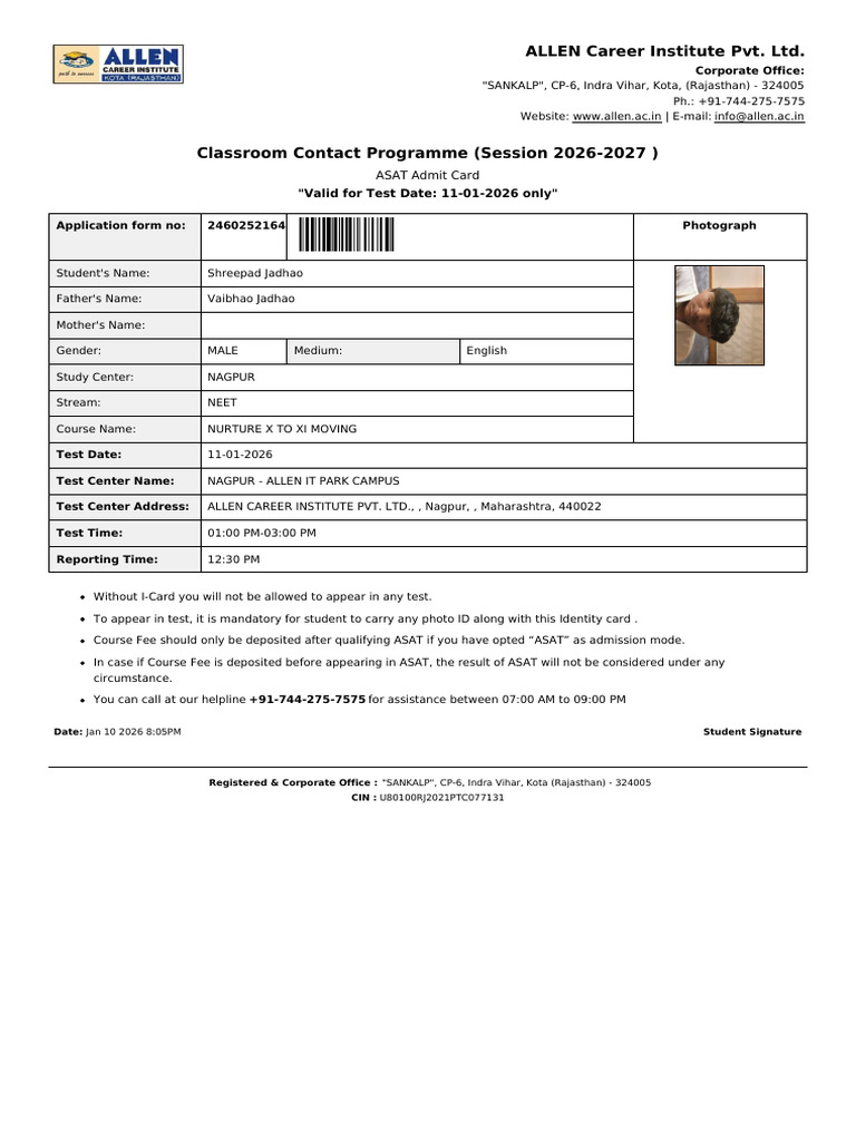 Admit Card | PDF | Computer Access Control | Applications Of Cryptography