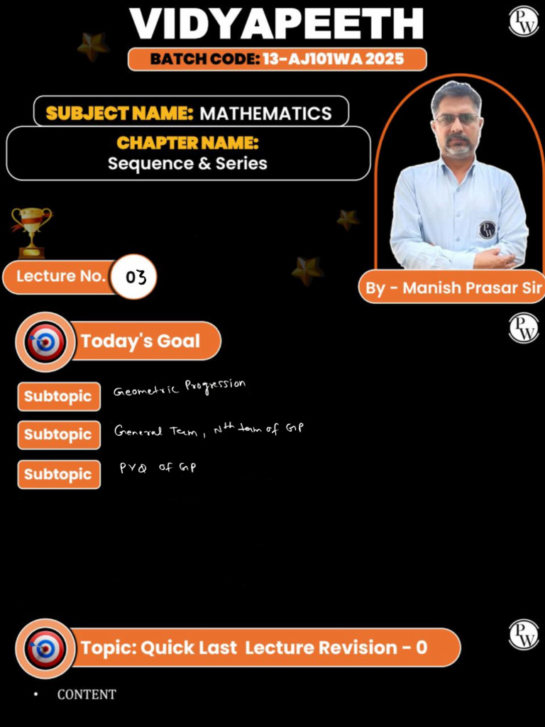 Sequence and Series - 03 | Class Notes | 13-AJ101WA 2025 | PDF