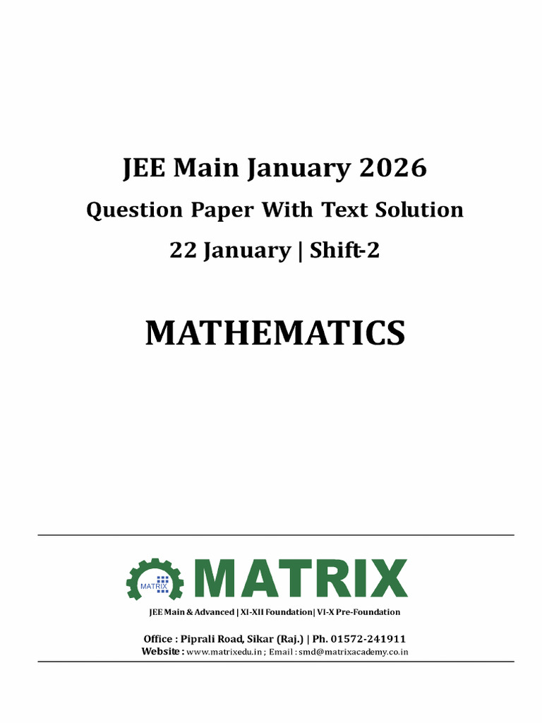 22 Jan Shift 2 Maths | PDF