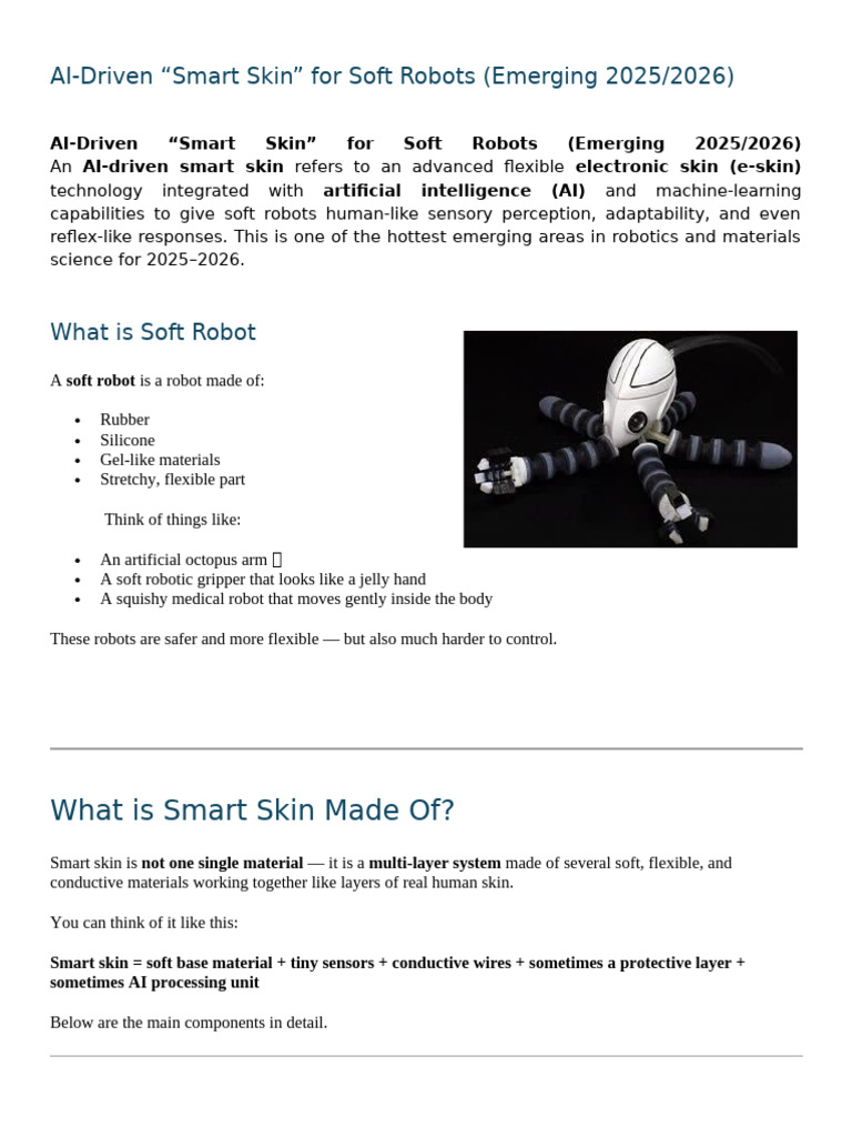 Ai Driven Smart Skin For Soft Robots | PDF | Physical Sciences ...