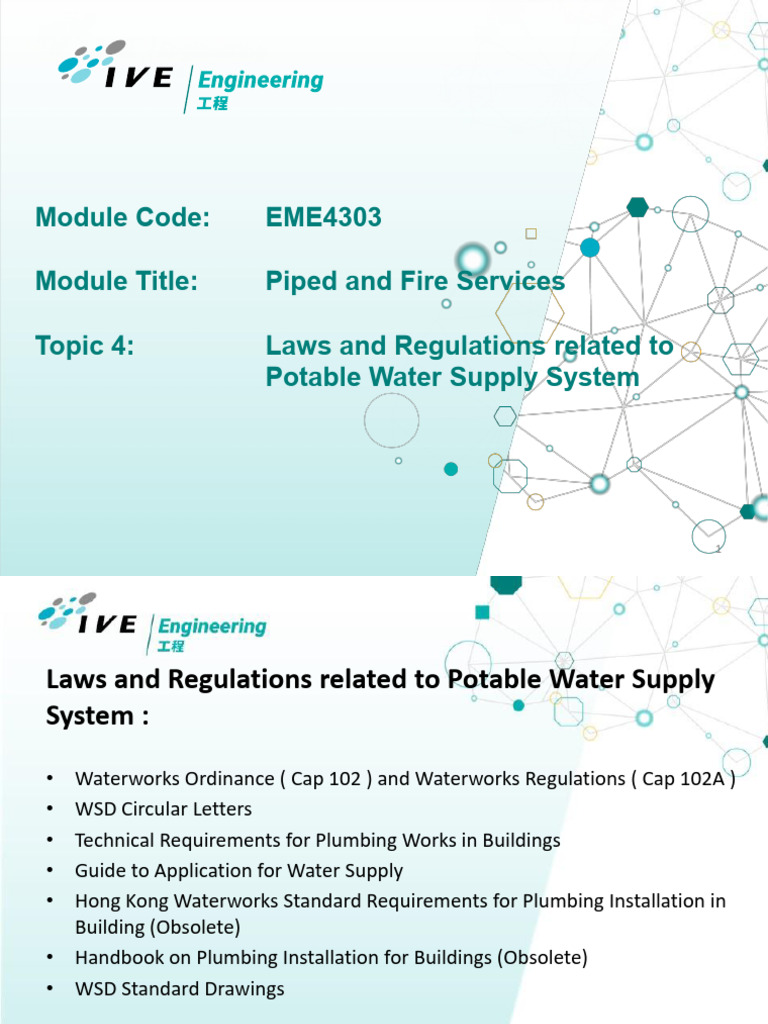 L04 Laws and Regulation Related to Potable Water Supply System | PDF ...