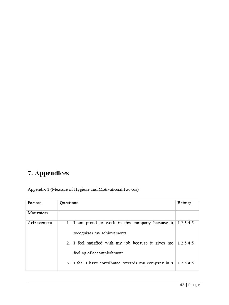 Hertzberg Hygeine Motivators Questionnaire | PDF | Psychology ...