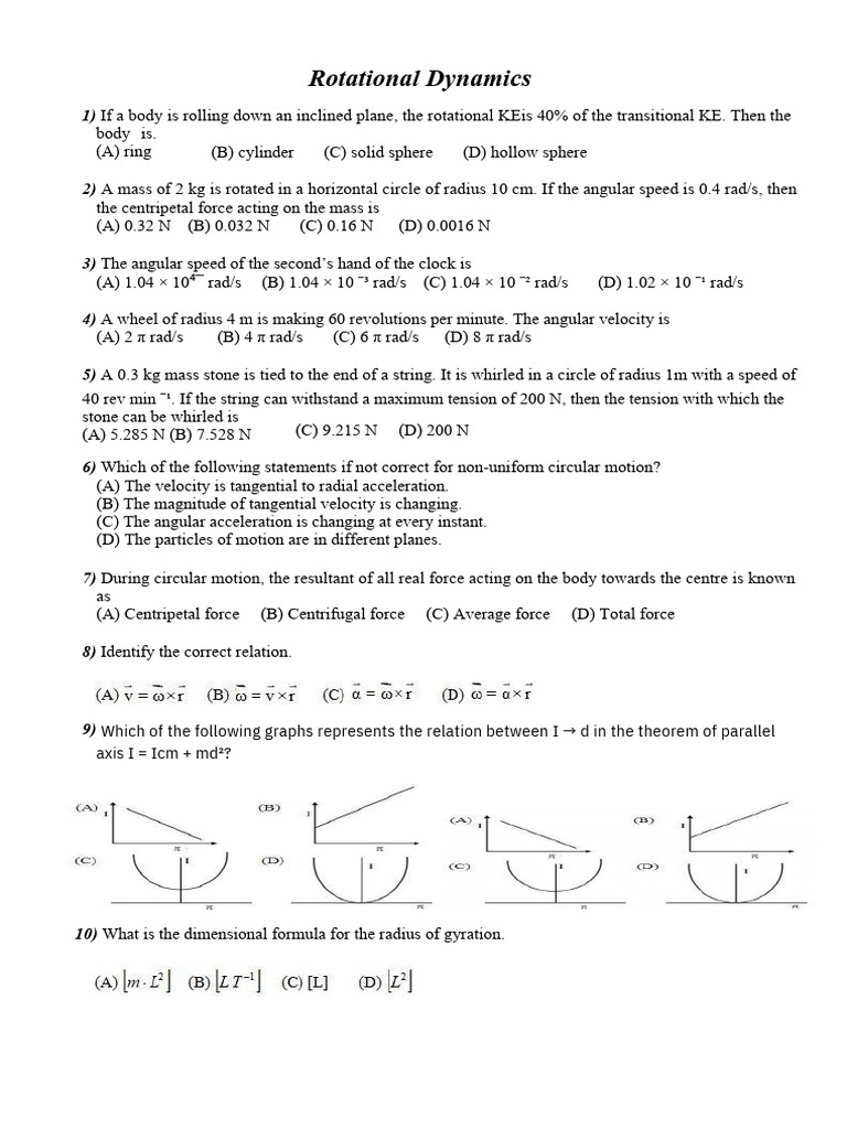 Rotational Dynamincs MCQs With Answers For MHT-CET PDF | PDF | Rotation ...