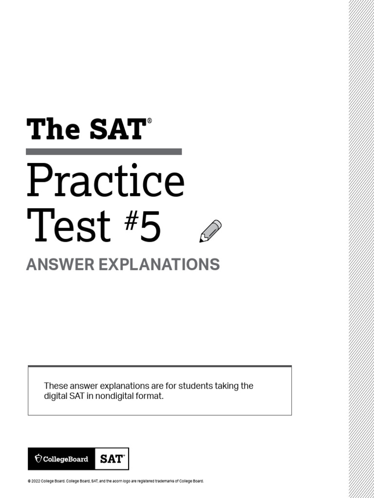 Sat Practice Test 5 Answers Digital | PDF | Grammatical Number | Hypothesis