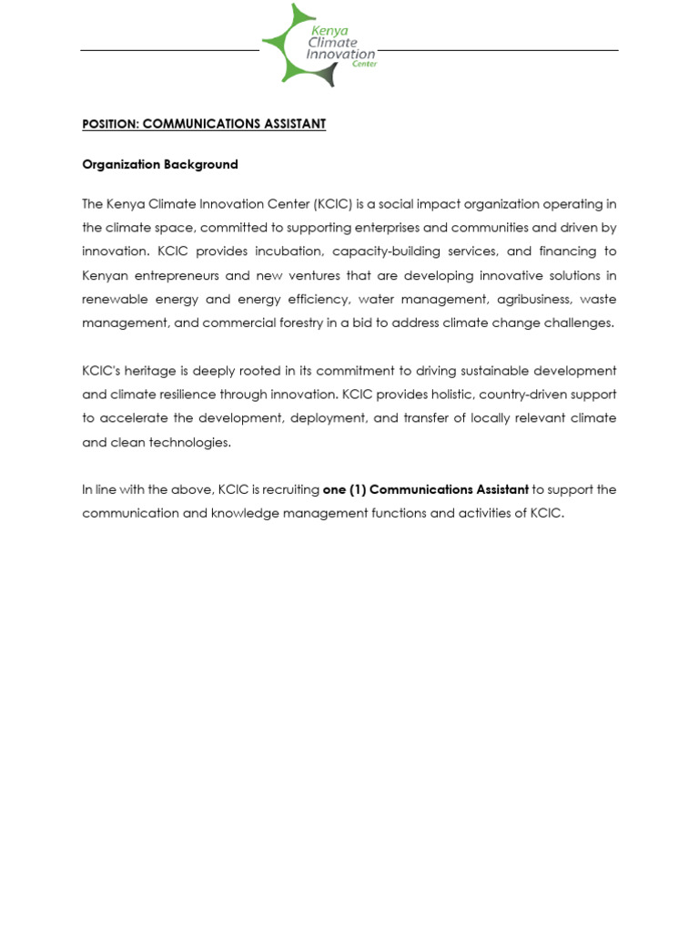 Communication Assistant Job Advert - 04032025 | PDF | Communication ...