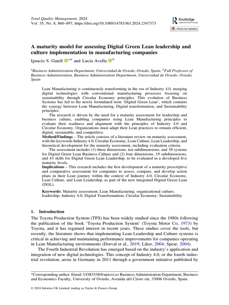 A Maturity Model For Assessing Digital Green Lean Leadership | PDF ...
