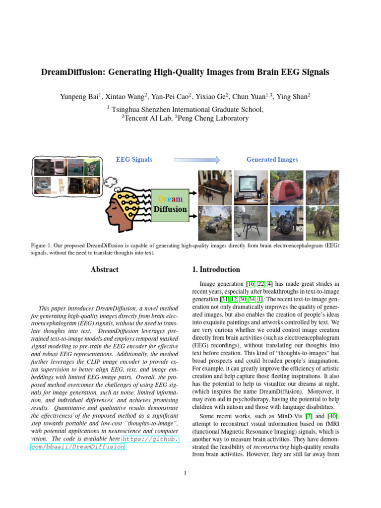 DreamDiffusion - Generating High-Quality Images From Brain EEG Signals ...