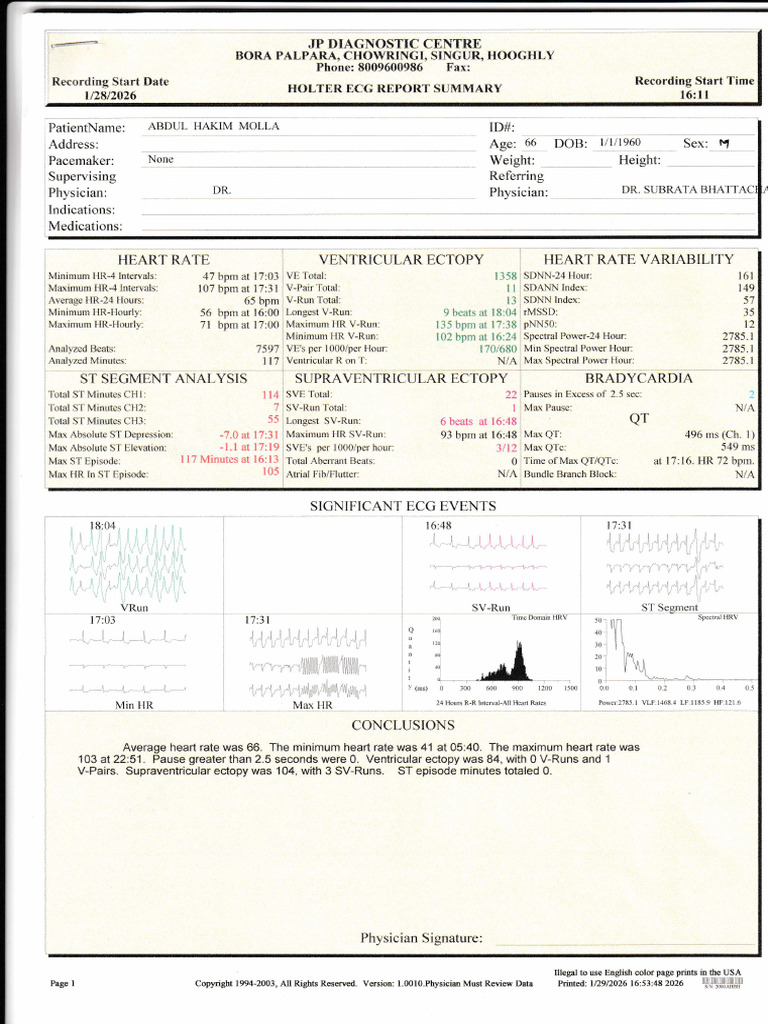 Abdul Hakim Molla Holter Report | PDF | Applied Mathematics | Medicine