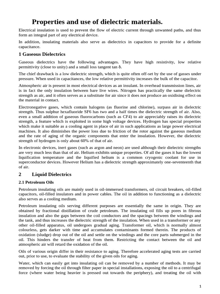 Properties and Selection of Dielectric Materials | PDF | Varnish | Glasses