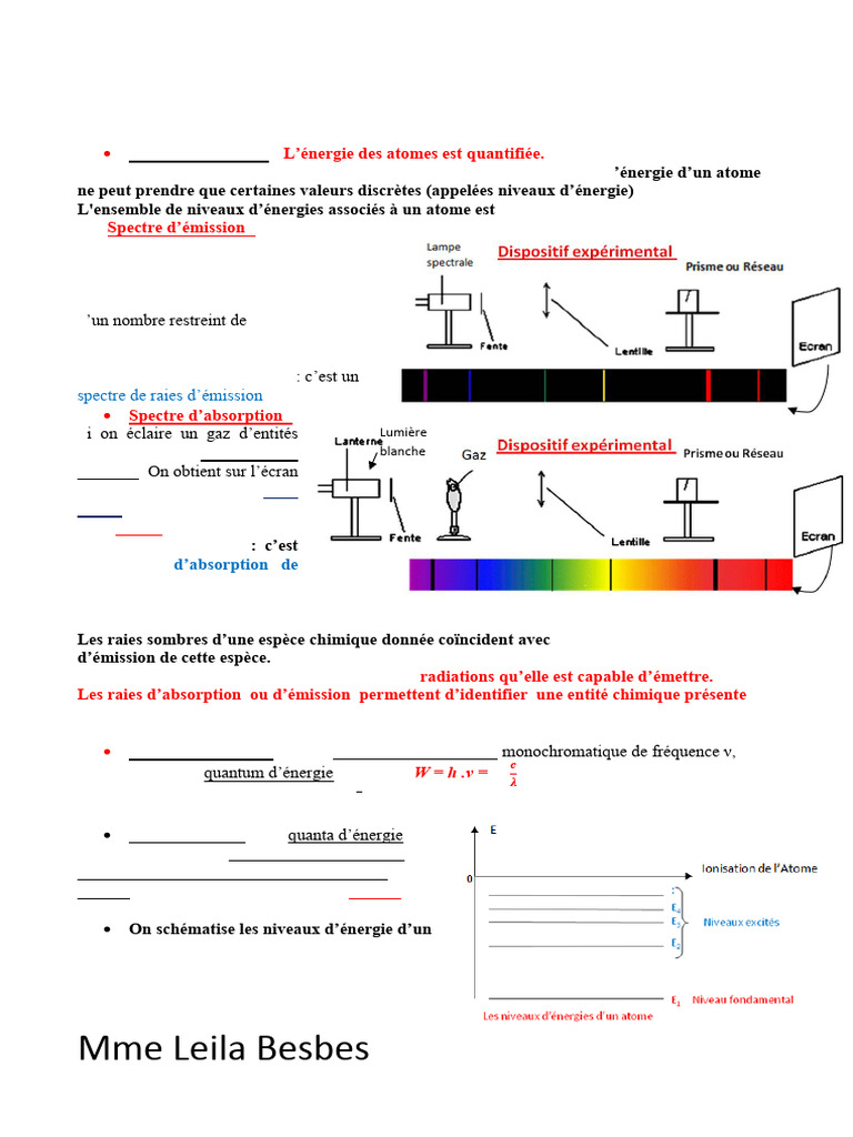 Les Spectres FICHE | PDF | Raie spectrale | Spectre électromagnétique
